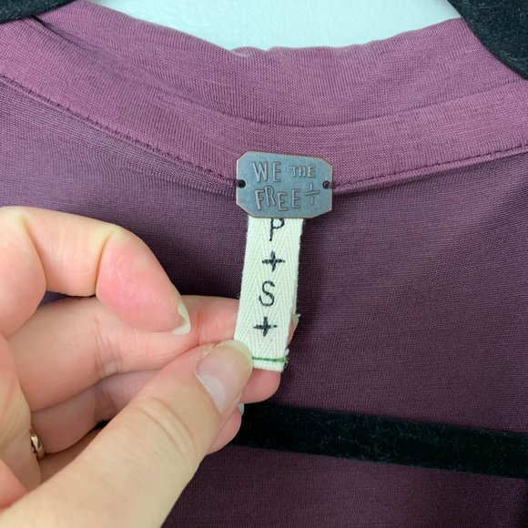 We the Free Free People hi-low purple collared oversized long sleeve top S - Picture 4 of 10